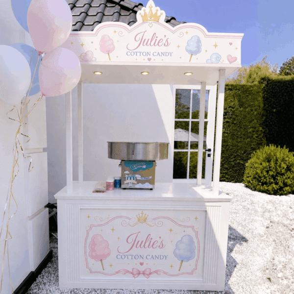 Suikerspinkraam huren gepersonaliseerd